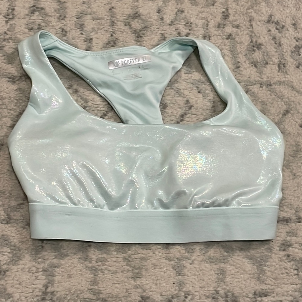 Teal shimmer Sports Bra